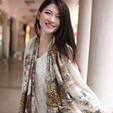 Digital Printed Fashion Silk Shawl (12-BR110303-6)