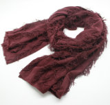 Lady Fashion Plain Color Viscose Acrylic Knitted Spring Scarf (YKY1159)