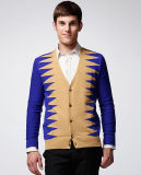 ODM Fashion Clothing V-Neck Irregular Stripe Man Cardigan