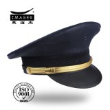 Plain Style Customized Black Navy Major Peaked Cap with Gold Strap