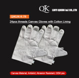 K-78 24PCS Threads Canvas Working Safety Cotton Gloves with Cotton Lining