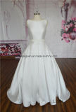 Satin Back V-Neck Design with Bowknot Modern Style Wedding Dress