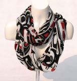 Women's Bamboo Printing Spring Autumn Summer Woven Beach Cover Shawl Snood Loop Scarf (SW123)
