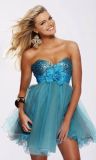 Sequin with Flower Organza Short Evening Dresses (ED3020)