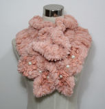 Lady Fashion Polyester Fur Knitted Scarf with Pearls (YKY4365A-2)
