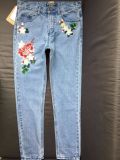Europe Fashion Wind Flowers Embroidered Women Jeans