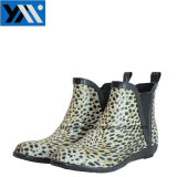 Leopard Printing Waterproof Ankle Nature Rubber Rain Boots for Women