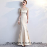 Sexy Formal Evening Gown Scoop Satin Appliques Beading Evening Dress