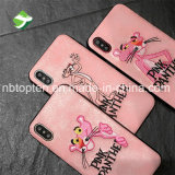 Luxury Cartoon Pink Embroidery Panther iPhone Animal Phone Case