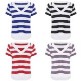 Custom High Quality Women Cotton Stripe T Shirts