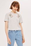 2017 Cotton Blend Plain Color Women Petite Embroidered T-Shirt