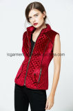 Hot Sale Fashion Faux Suede Red Leather Vest Zipper Woman Waistcoat