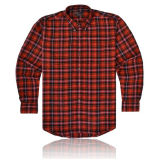 New Simple Design Red Plaids Flannel Long Sleeve Shirt