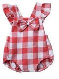 100% Cotton Baby Red and White Plaid Romper