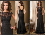 Black Lace Mother of Bride Dress V-Back Evening Dress B40