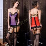 Hot Selling Two Color Sexy Elastic Corset with Garter Stockings