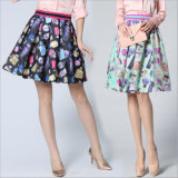 Women's 3D Printed High Waist Pleated Short Swing Skirt Clothes
