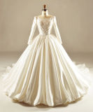 Satin Bridal Wedding Dress Long Sleeves Muslim Ball Gown H13425