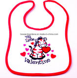 China Factory Produce Custom Horse Embroidered Cotton Terry Baby Neck Bib with Red Piping