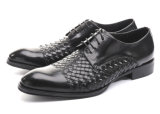 Knitting Calf Burnished Cow Leather Men Dress Shoes