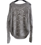 70%Acrylic20%Nylon10%Mohair Knit Pullover Sweater for Ladies