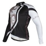 Men's Windproof Long Sleeves Winter Thermal Black&White Bicycle Jersey