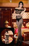 off-Shoulder Bodystocking with Crotchless Design 810-25