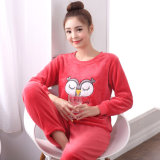 Autumn and Winter Coral Velvet Lady Pajamas Cartoon Cute Long-Sleeved Thickening Warm Flannel Home Service Suit Sheepwear