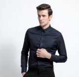 Made to Measure Men's Slim Fit Long Sleeve Button Down Collar Black Dress Shirt
