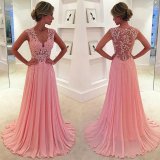 Pink Lace Party Cocktail Gowns Long Prom Evening Dresses T92434
