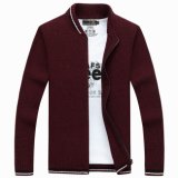 Men's Acrylic and Polyester Blended Zip Down Cardigan Sweater (261)
