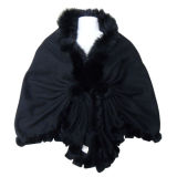 Lady Fashion Black Wool Knitted Shawl (YKY4142-1)