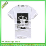 Plain White Cotton Mens T-Shirt with Girl Printed