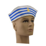 Yacht Boat Captain Sailor Hat Costume Party Blue Stripe Dress up Outfit