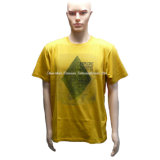 Yellow Round Neck Men's T-Shirt with Printing Logo