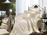 Taihu Snow Luxury Jacquard Sheet Ivory Oeko Certified Bed Linen 100% Mulberry Silk Bedding Set