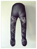 Floral Pattern Girl's Tights in Black
