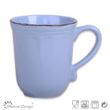 Blue with Brush Rim Cheap Ceramic Coffee Cup