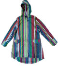 Contrast Stripe Hooded PVC Raincoat for Woman