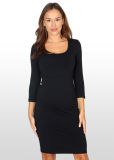 3/4 Short Sleeve Maternity Black Dress
