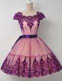 Mini Party Prom Gowns Purple Cream Lace Cocktail Homecoming Dresses 2018 Y1026