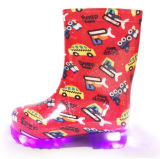 Children Ankel LED PVC Boots Fashion Clear Kids Rain Boots