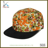 Custom 100% Cotton Yellow Floral 5 Panel Snapback Hat Blank