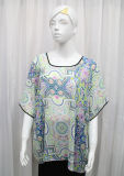 Lady Fashion Printed Polyester Chiffon Silk T-Shirt (YKY2218)