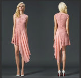 Women Pink Color Sleeveless Chiffon Expansion Dress