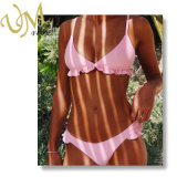 Fashion New Pink Swimming Suit Bikini with Laciness