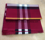 100% Cotton Fashion Red & Black Checked Woven Scarf with Fringe