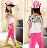 Girl's Beautiful Fiower Printing Sports Casual Suit in Summer