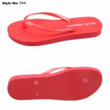 Red Color Flip Flop PVC Strap PE/EVA Sole Women Slippers