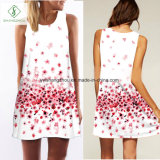 Fashion Ladies Sleeveless Suspender Women Dress with Floral Digital Printed